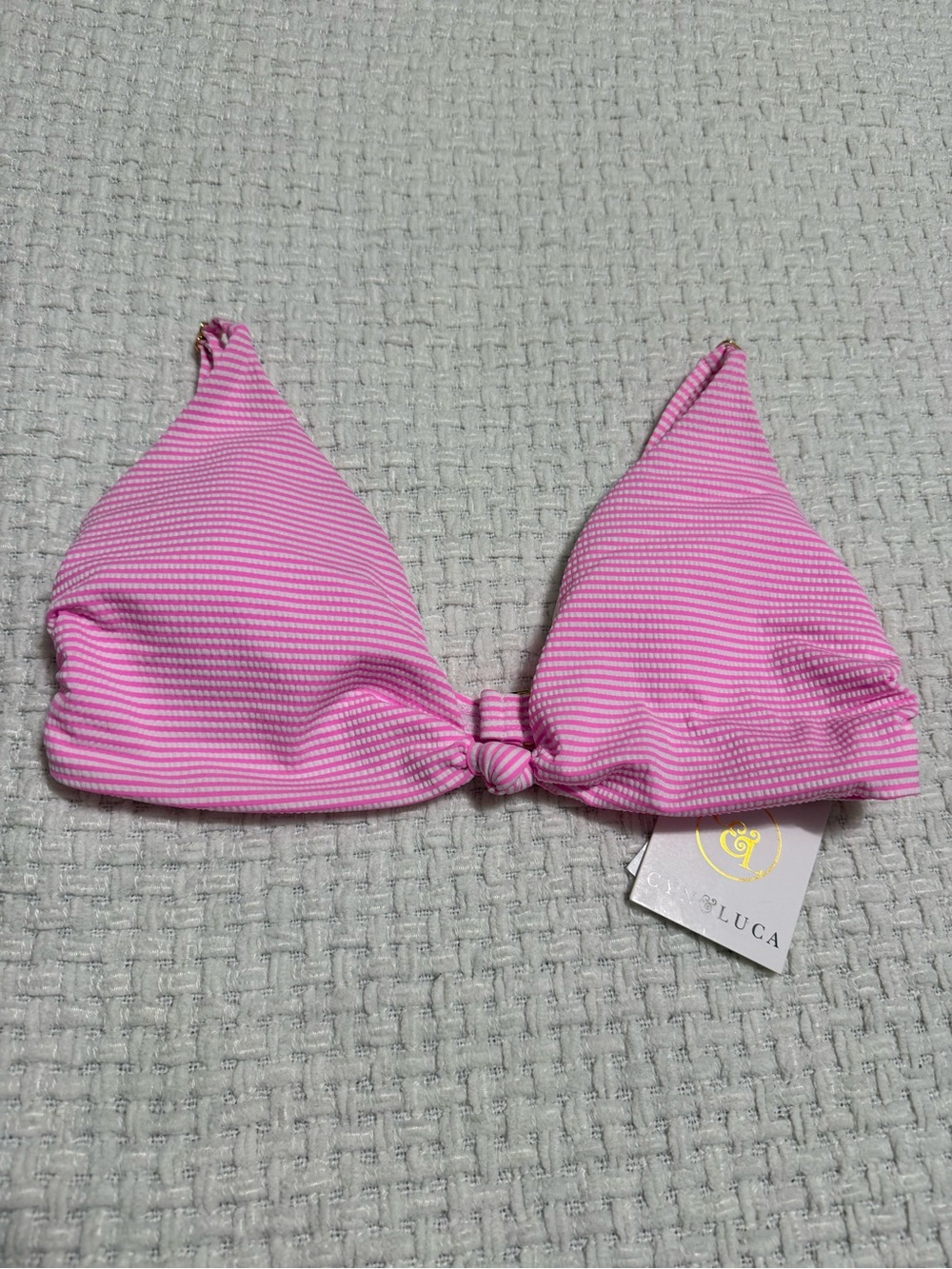 Cyn & Luca new with tags pink and white striped bikini.   Medium.